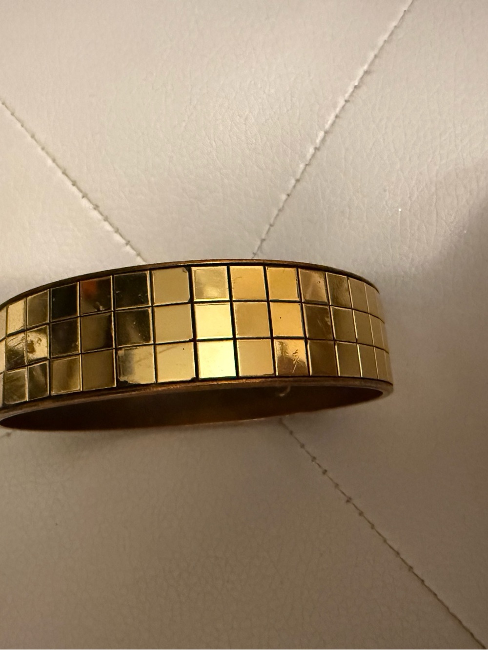 Gold Tone Bangle Bracelet With Gold Tone Squares